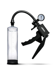 Jock Pump Up Penis Pump with Gauge and Trigger Handle - Black/Clear