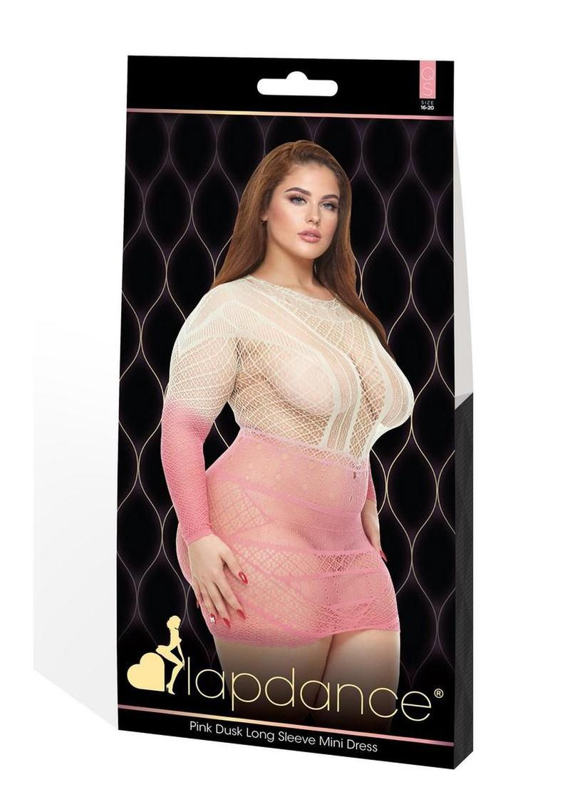 Lapdance Lingerie Pink Dusk Long Sleeve Mini Dress - Queen Size