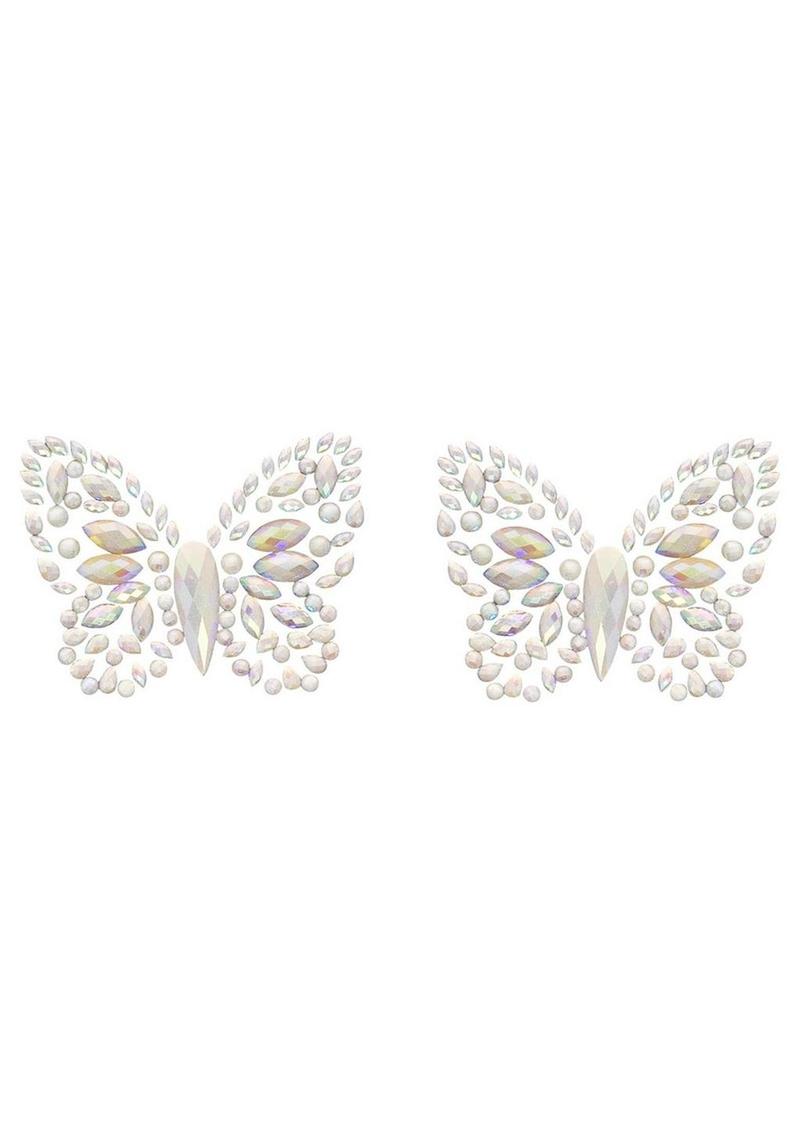 Leg Avenue Chrysallis Adhesive Glow In The Dark Nipple Jewels Sticker - Clear/Glow In The Dark - One Size