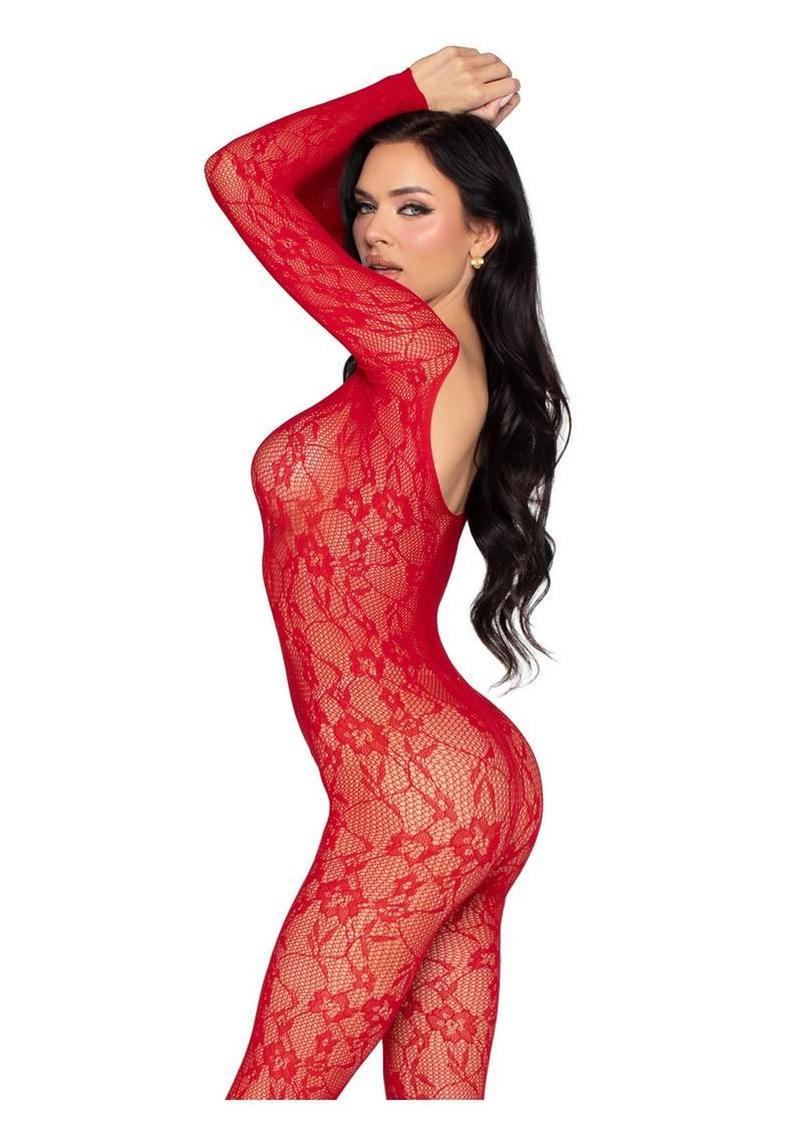 Leg Avenue Lace Lingerie Jumpsuit - Os - Red
