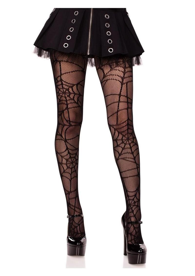 Leg Avenue Spiderweb Net Tights - Black - One Size
