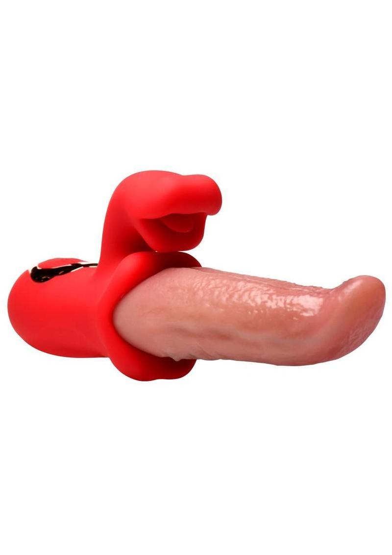 Lickgasm Deep Licker Rechargeable Silicone Vibrator with Clitoral Stimulator - Pink/Red