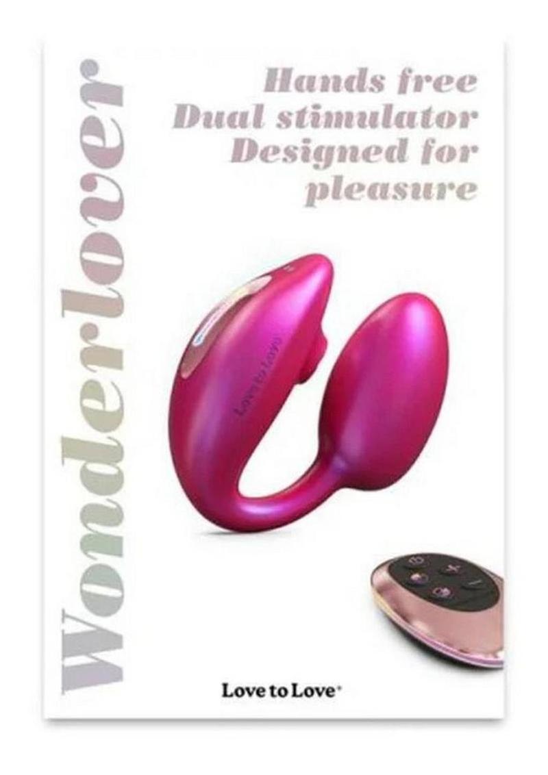 Love to Love Wonderlover Rechargeable Silicone Dual Vibrator with Remote - Iridescent - Berry