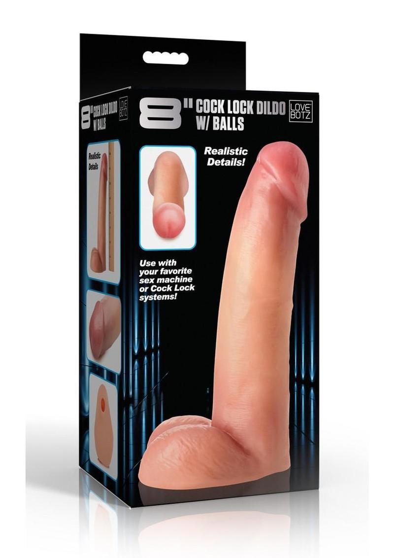 Lovebotz Cock Lock Realistic Dildo with Balls - Vanilla - 8in
