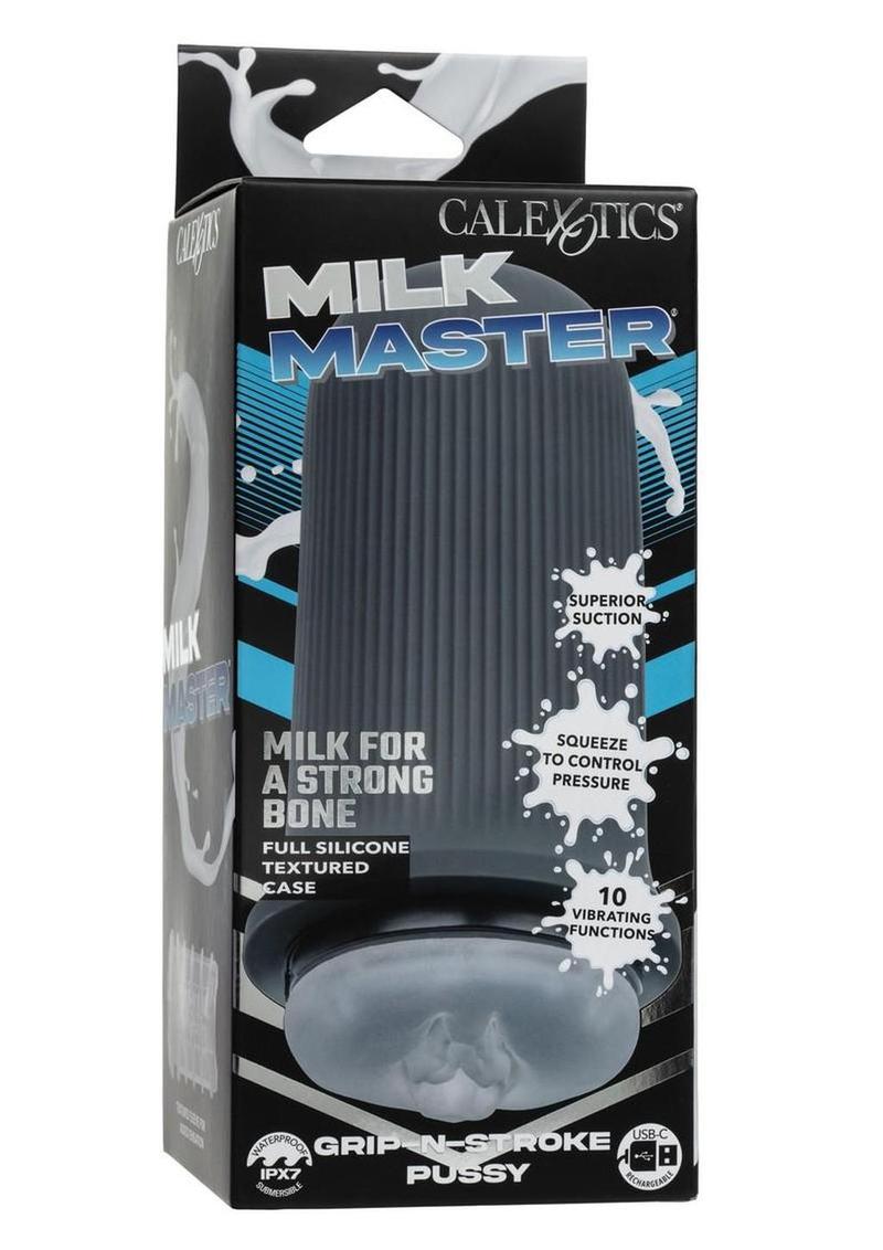 Milk Master Grip-N-Stroke Pussy Rechargeable Silicone Masturbator - Black