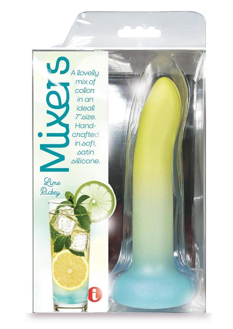 Mixers Lime Rickey Silicone G-Spot Dildo with Suction Cup - Teal/Yellow - 8in