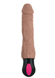 Natural Realskin Hot Cock 3 Rechargeable Warming Dildo - Chocolate - 8in