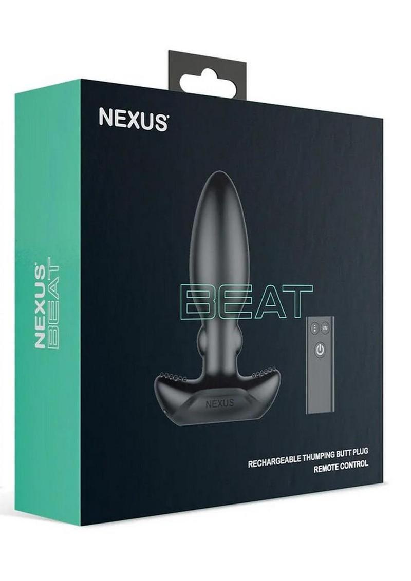 Nexus Beat Thumping Rechargeable Silicone Butt Plug with Remote Control - Black