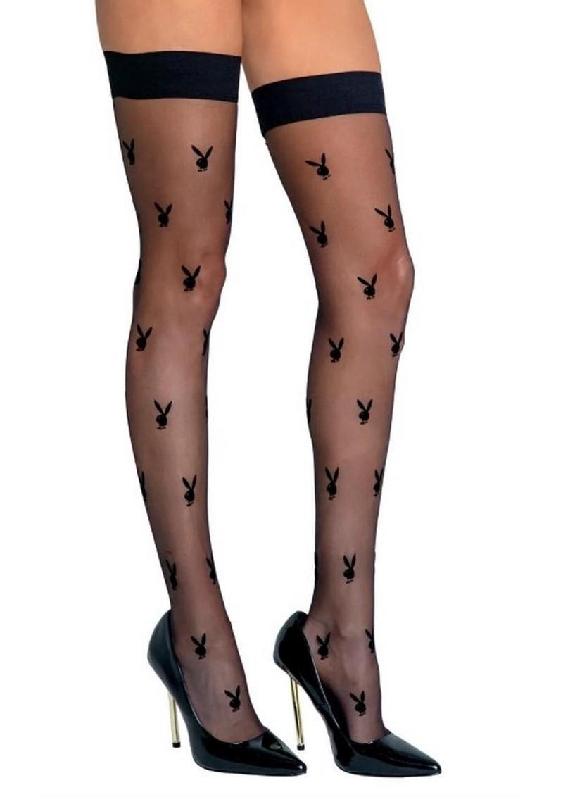 Playboy Bunny Noir Stockings - Black - One Size