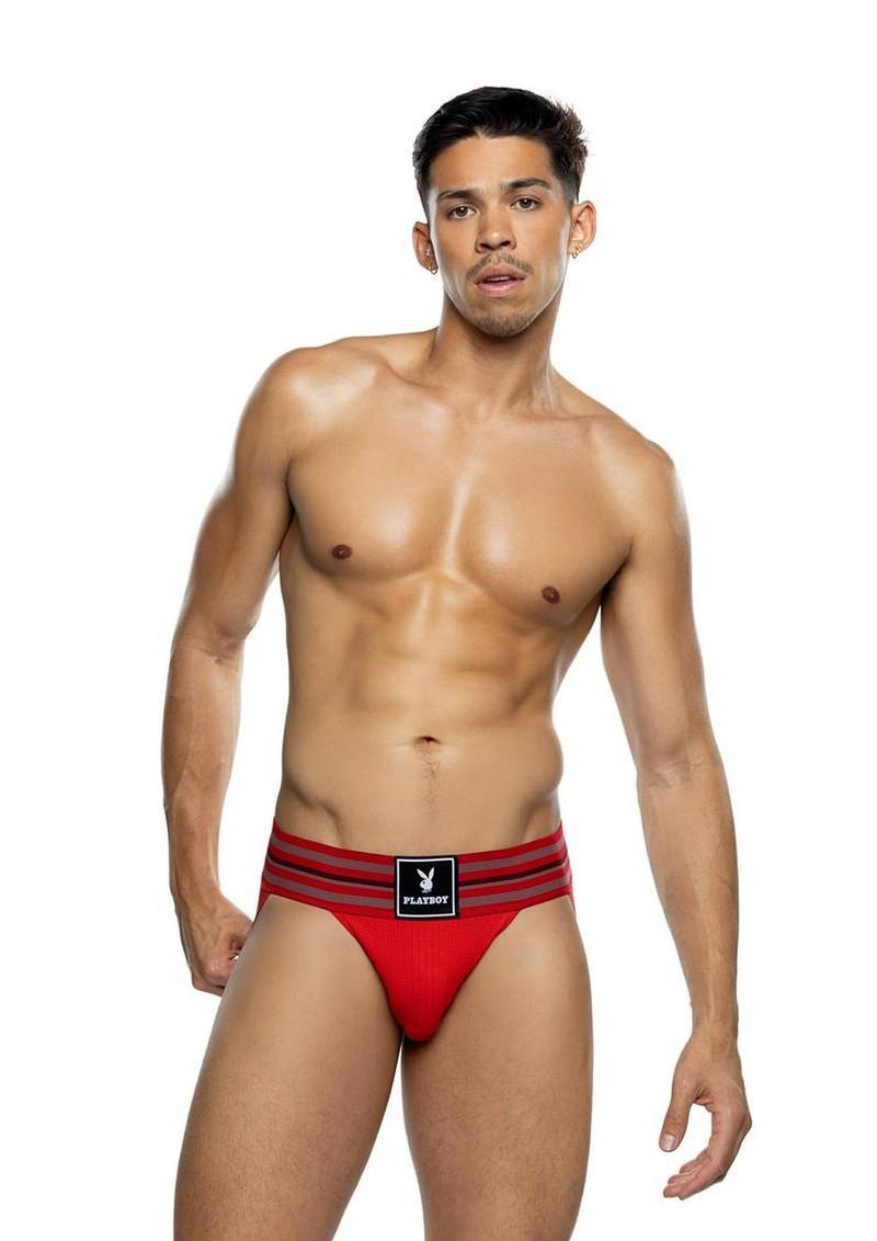 Playboy Men's Locker Room Classic Jock - Red - Medium