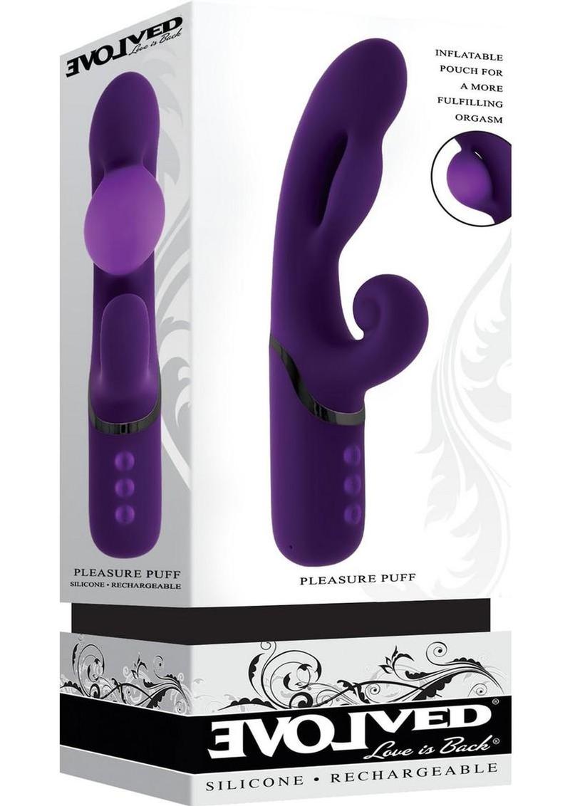 Pleasure Puff Rechargeable Silicone Expandable Rabbit Vibrator - Purple