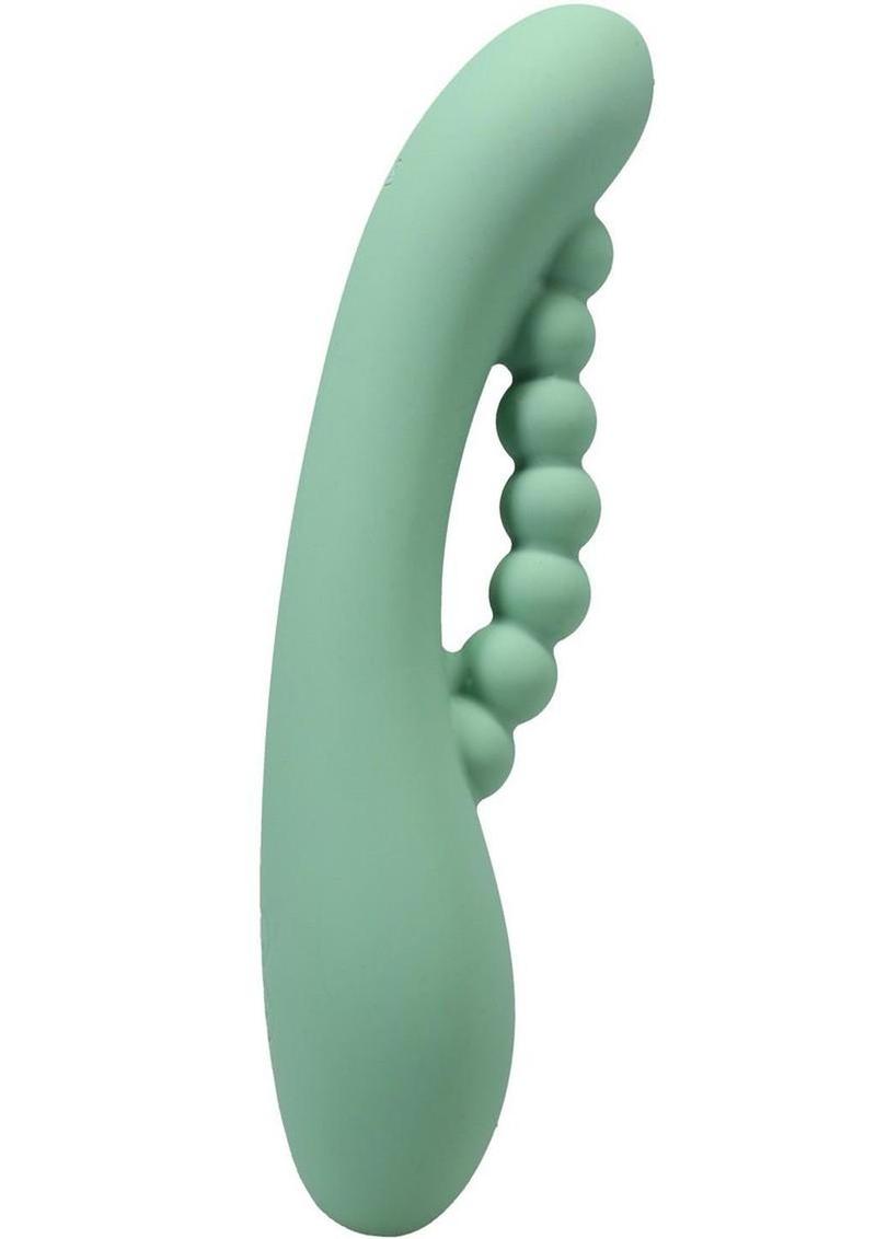 Polynesian Pleasures Into The C Kakui Me Rechargeable Silicone Vibrator with Clitoral Stimulator - Green