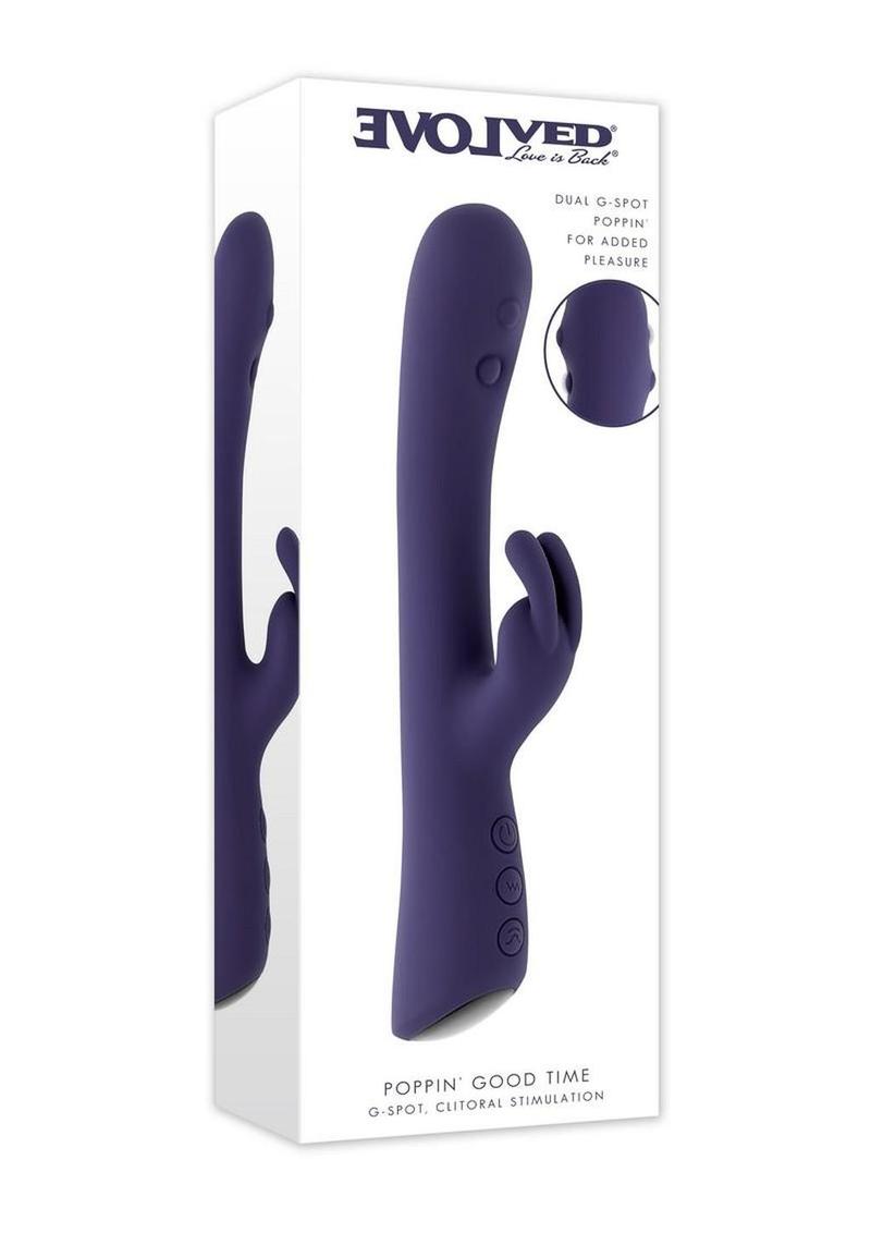Poppin Good Time Rechargeable Silicone Rabbit Vibrator - Purple