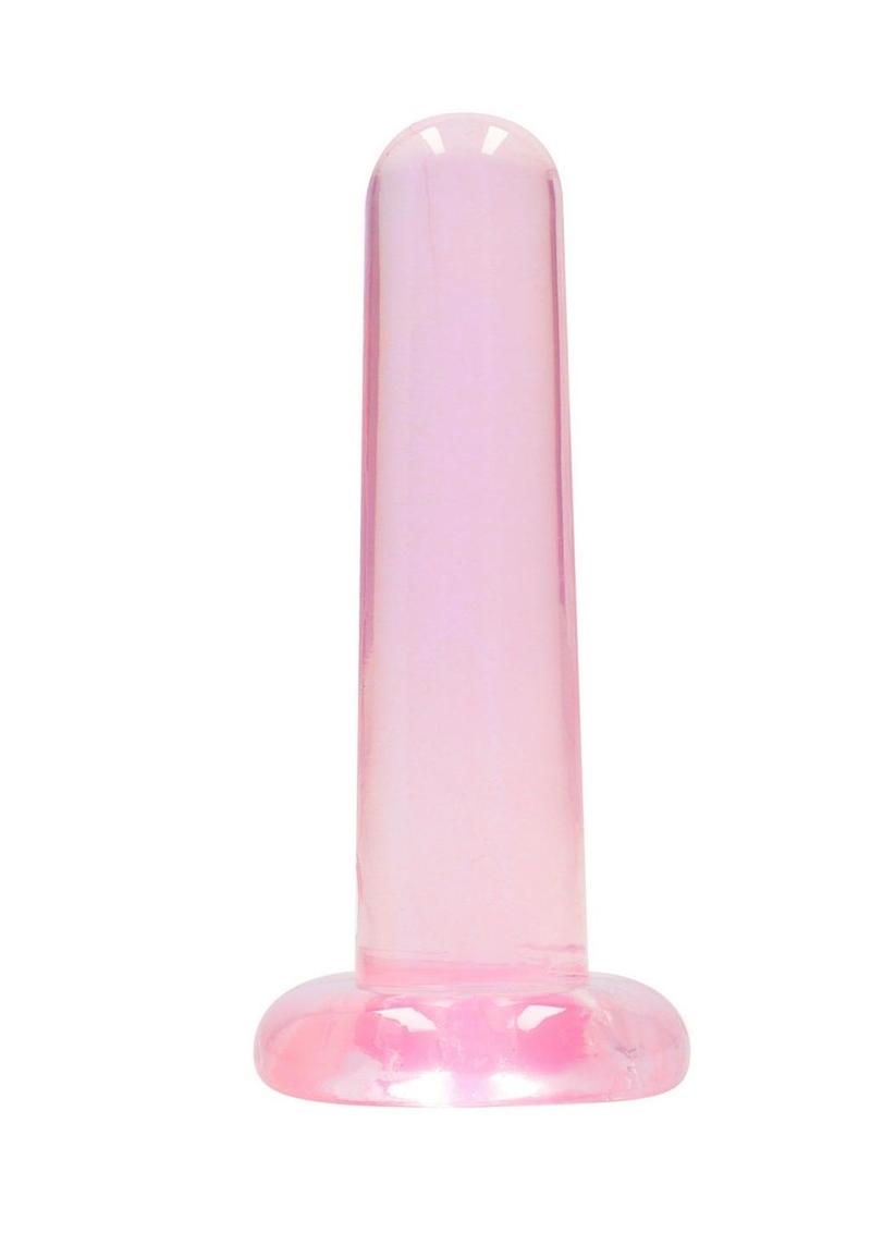 Realrock Crystal Clear Non Realistic Dildo with Suction Cup - Clear/Pink - 5.3in