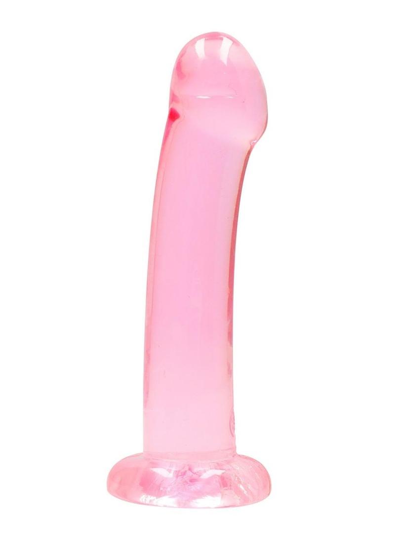 Realrock Crystal Clear Non Realistic Dildo with Suction Cup - Clear/Pink - 6.7in