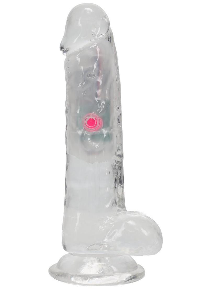 Realrock Vibrating Led Wireless Rechargeable Remote Control Cock with Balls - Clear - 6in