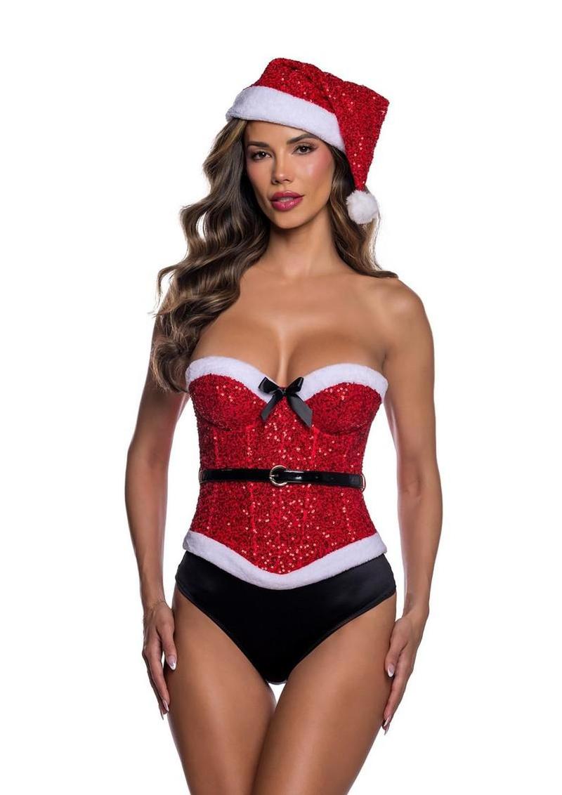 Roma Santa Baby Corset and Hat - Red/White - XLarge - 2 Piece/Set