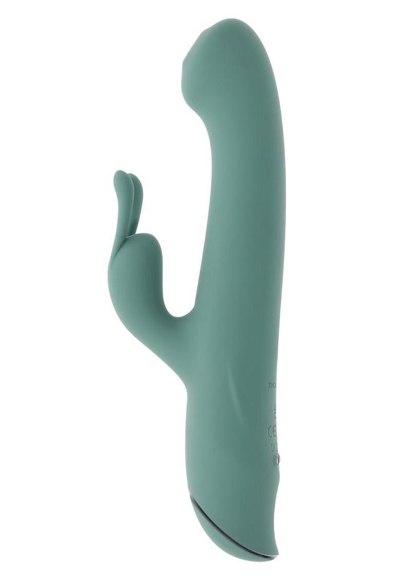 Satin Swirl Rechargeable Silicone Rabbit Vibrator with Clitoral Stimulator - Green