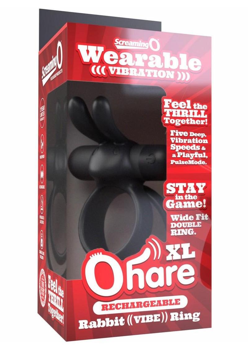 Screaming O Ohare XL Rechargeable Silicone Vibrating Cock Ring - Black - XLarge