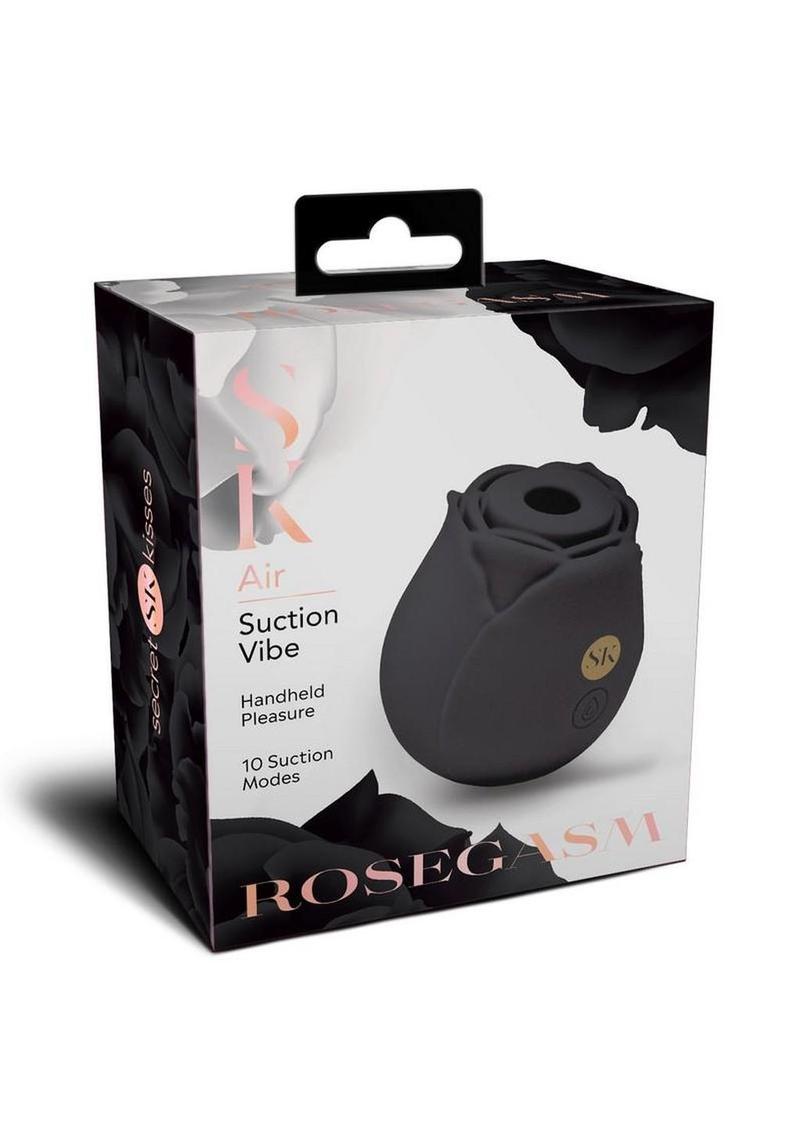Secret Kisses Rosegasm Air Rechargeable Silicone Clit Stimulator - Black