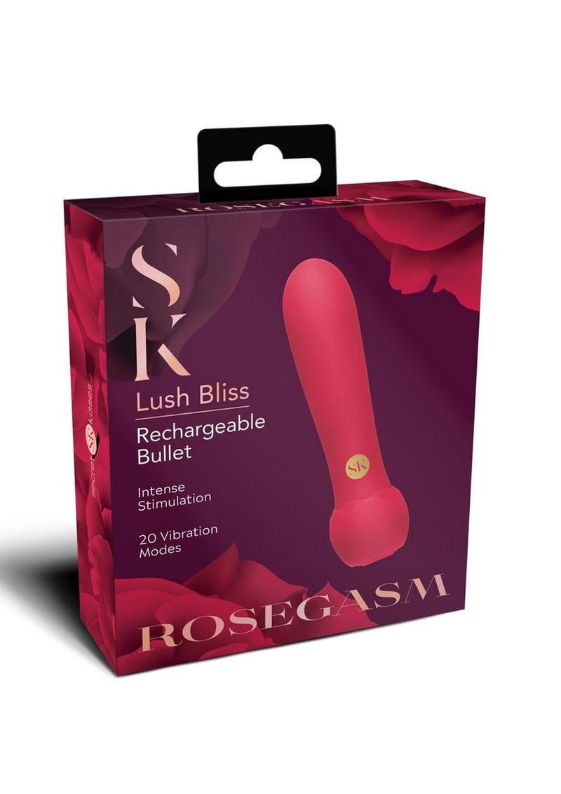 Secret Kisses Rosegasm Lush Bliss Rechargeable Silicone Bullet Vibrator - Red