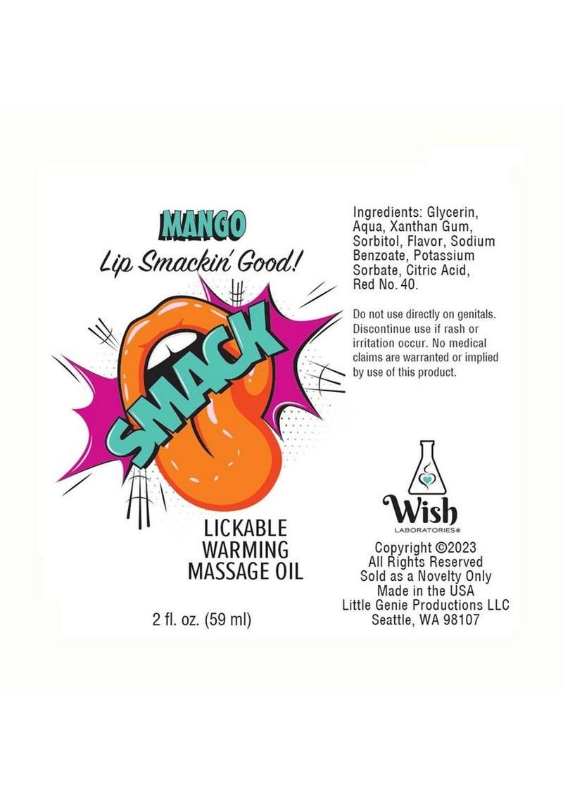 Smack Warming and Lickable Massage Oil 2oz - Mango