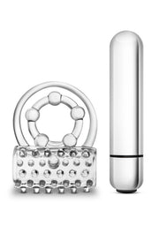Stay Hard Vibrating Super Clitifier Cock Ring with Bullet - Clear