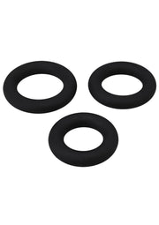 Titanmen Silicone Cushioned Cock Ring - Black - 3 Piece/Set