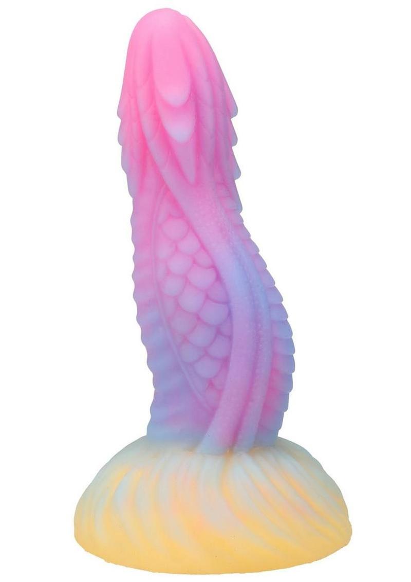 Vac-U-Lock Fantasy Fuckers Dragon's Tongue Glow In The Dark Silicone Dildo - Glow In The Dark/Multicolor