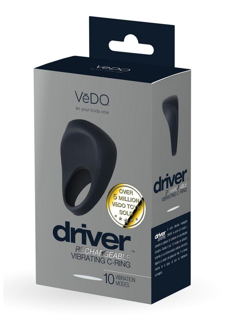 Vedo Driver Silicone Rechargeable Vibrating Cock Ring - Black