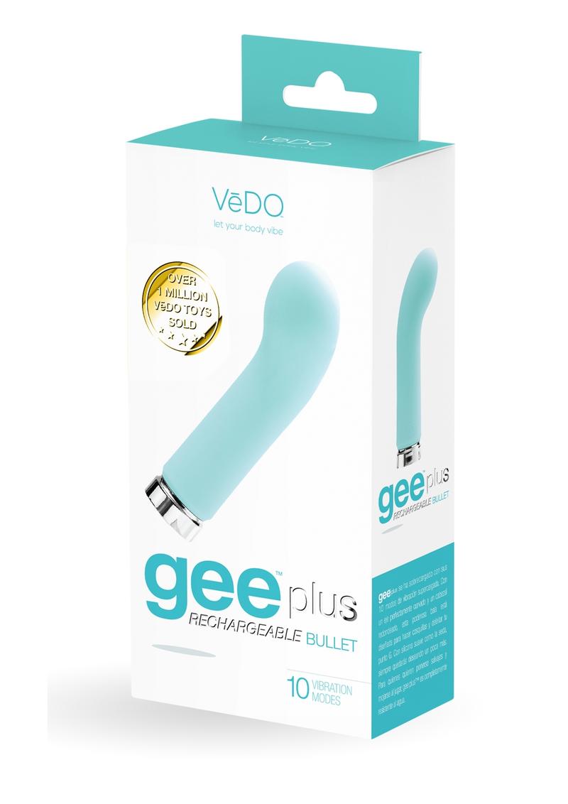 Vedo Gee Plus Rechargeable Silicone Bullet Vibrator - Tease Me - Teal/Turquoise