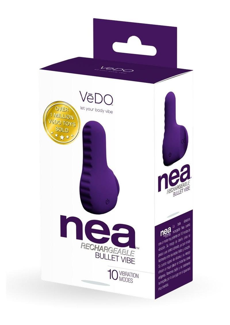 Vedo Nea Rechargeable Silicone Bullet Vibrator - Deep Purple/Purple