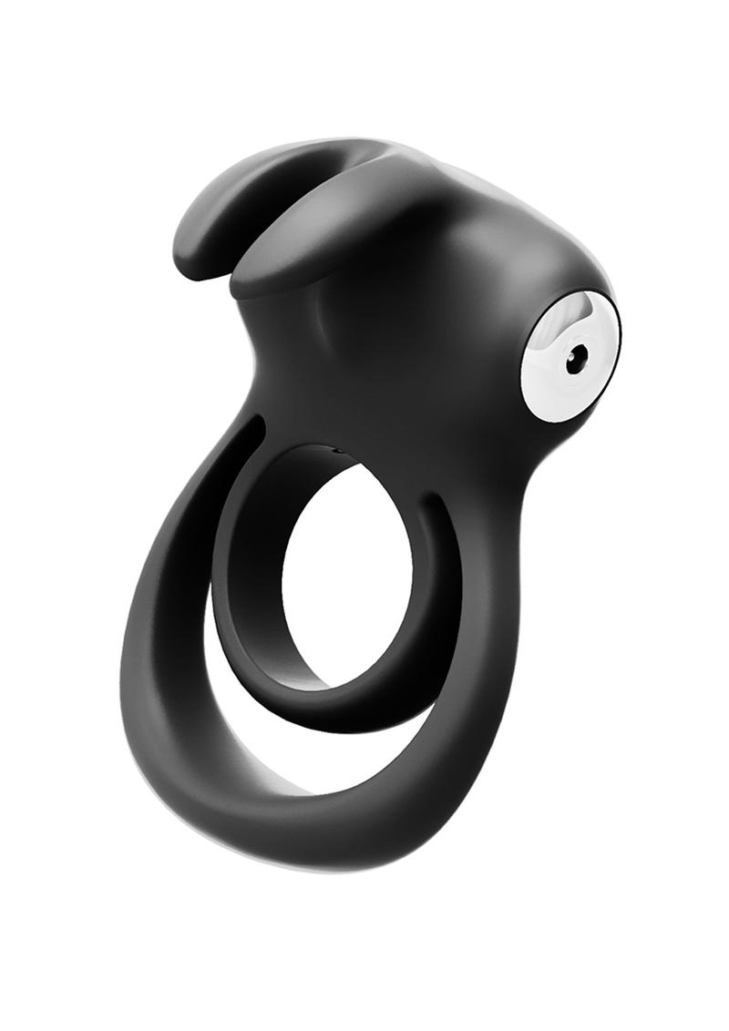 Vedo Thunder Bunny Rechargeable Silicone Dual Cock Ring - Just - Black