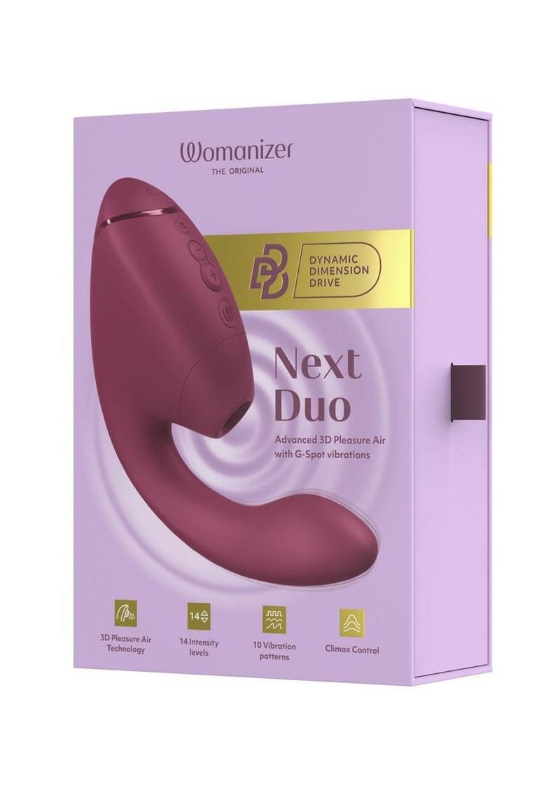 Womanizer Next Duo Rechargeable Silicone Dual G-Spot and Clitoral Stimulator - Dark - Pink