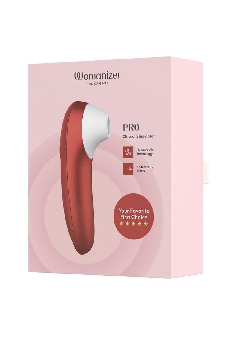 Womanizer Pleasure Air Pro Rechargeable Silicone Air Pulse Clitoral Vibrator - Bordeaux/Red