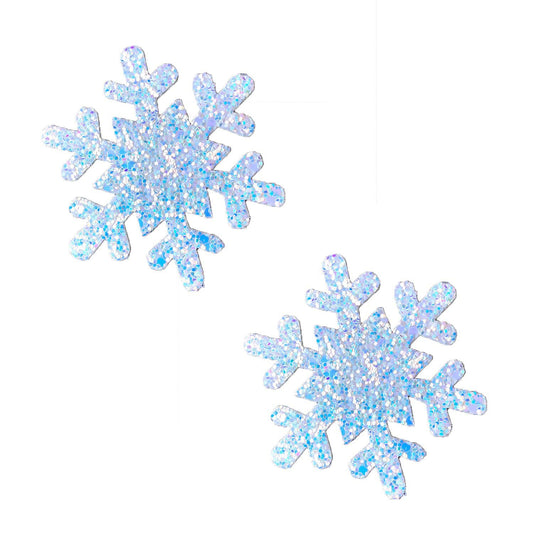 Super Sparkle White Chunky Glitter Snowflake  Nipple Cover Pasties NN-SSW-SF-NS