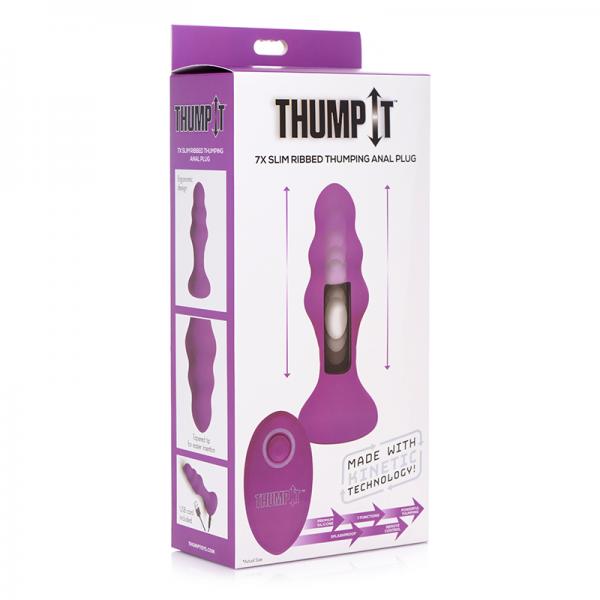 Ti 7x Slim Ribbed Thumping Anal Plug - Purple